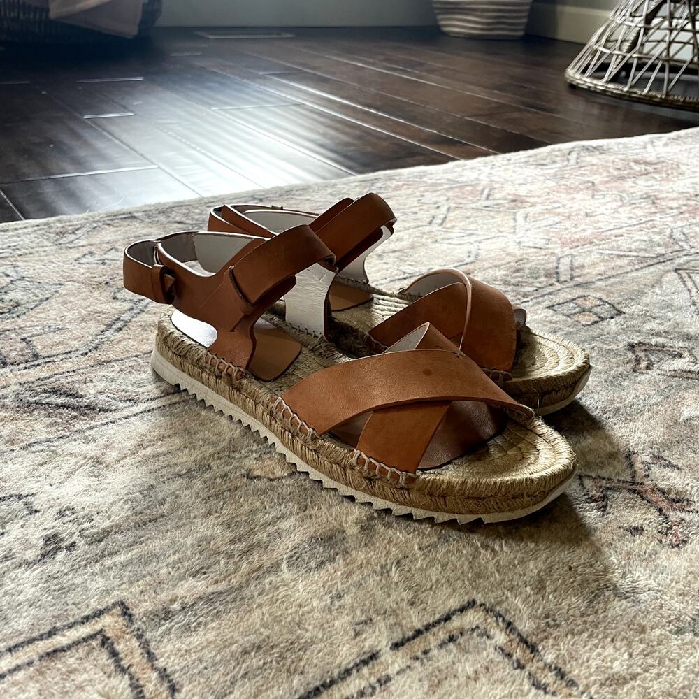 RAG & BONE Giza Leather Espadrille Sandals In Caramel Leather Size EU 38 - Picture 5 of 11